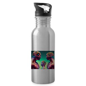 Menschen Alex Grey - Trinkflasche mit integriertem Trinkhalm - Lightsilver - Rechts