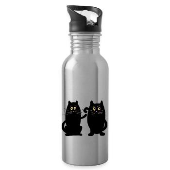 Chats - Gourde avec paille intégrée - argent clair - Droite