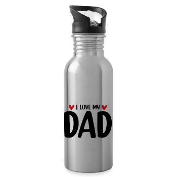 I Love My Dad - Water bottle with straw - silver - Right