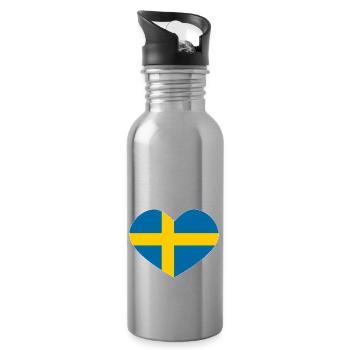 Sweden heart - Water bottle with straw - silver - Right
