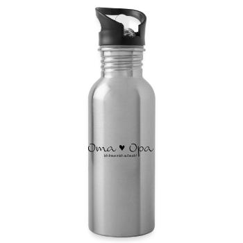 Oma Opa ich freue mich auf euch - Trinkflasche mit integriertem Trinkhalm - Lightsilver - Rechts