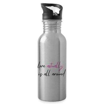 Liebe ist eigentlich überall - Trinkflasche mit integriertem Trinkhalm - Lightsilver - Rechts