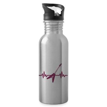 Herzschlag Gitarre - Rock 'n' Roll Punk Band Metal - Trinkflasche mit integriertem Trinkhalm - Lightsilver - Rechts
