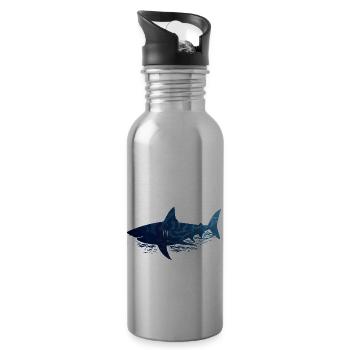 hai shark silhouette - Trinkflasche mit integriertem Trinkhalm - Lightsilver - Rechts