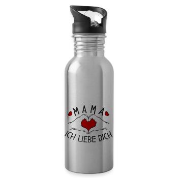 Mama ich liebe Dich - Trinkflasche mit integriertem Trinkhalm - Lightsilver - Rechts