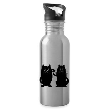 Chats - Gourde avec paille intégrée - argent clair - Droite