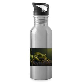 Niedliche Tiere, die Winterschlaf halten – Frosch - Trinkflasche mit integriertem Trinkhalm - Lightsilver - Rechts