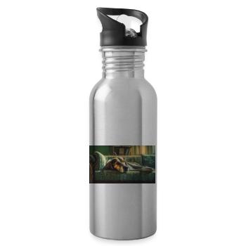 Niedliche Tiere chillen – Hund - Trinkflasche mit integriertem Trinkhalm - Lightsilver - Rechts