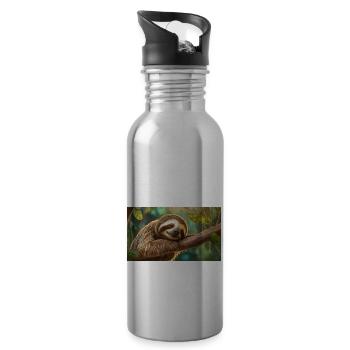 Niedliche Tiere chillen – Faultier - Trinkflasche mit integriertem Trinkhalm - Lightsilver - Rechts