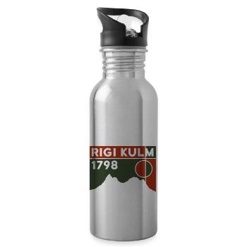 Rigi Kulm Mountain Lucerne Hiking Souvenir Keepsake - Water bottle with straw - silver - Right