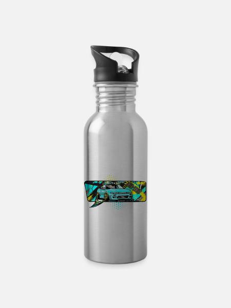 S13 Bubble Comic - Water bottle with straw - silver