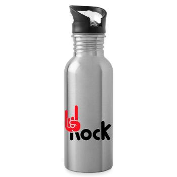 Heavy Metal Hard Rock Music Horns Hand Gesture Logo - Water bottle with straw - silver - Right