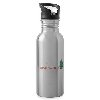 Cute Kitty in Santa Hat - Meowy Christmas - Water bottle with straw - silver - Right