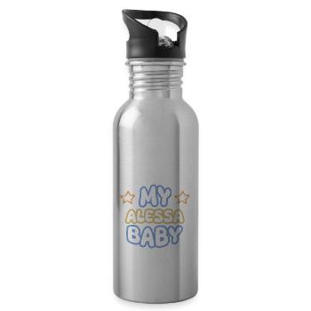 First name Alessa - Water bottle with straw - silver - Right