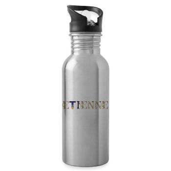 ETIENNE name adorned with flowers - Water bottle with straw - silver - Right