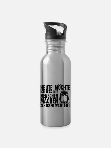 Heute Möchte Ich Was Mit Menschen Machen Schubsen - Trinkflasche mit integriertem Trinkhalm - Lightsilver