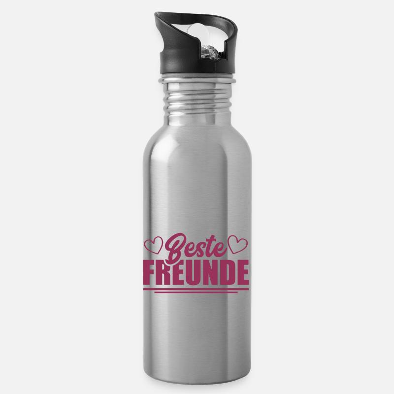 beste freunde - Trinkflasche mit integriertem Trinkhalm - Lightsilver