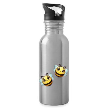 Biene Comic - Trinkflasche mit integriertem Trinkhalm - Lightsilver - Rechts