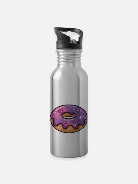 Kosmische Galaxie Donut - Trinkflasche mit integriertem Trinkhalm - Lightsilver