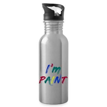 JE SUIS PEINTRE - J’adore peindre au doigt – Peintures au doigt - Gourde avec paille intégrée - argent clair - Droite