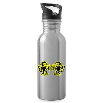 Beer Monkey Funny - Water bottle with straw - silver - Right