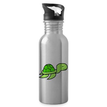 Water turtle cute cute swimming happily - Water bottle with straw - silver - Right