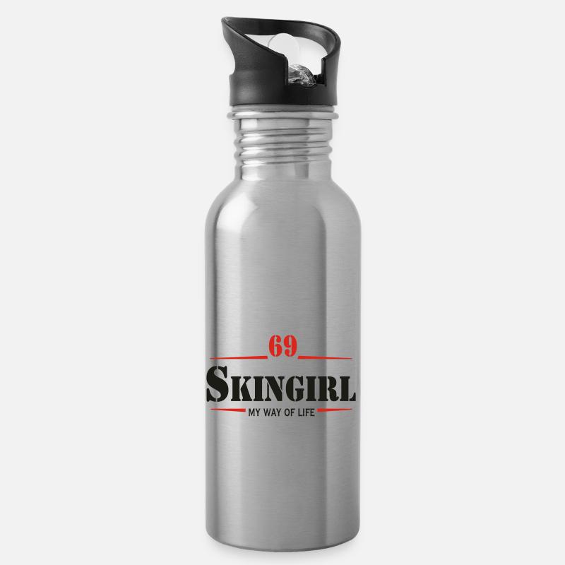 Working Class Skingirl Oi! Antiracist Bootgirl My - Gourde avec paille intégrée - argent clair