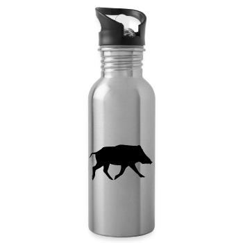 ein Wildschwein - Trinkflasche mit integriertem Trinkhalm - Lightsilver - Rechts