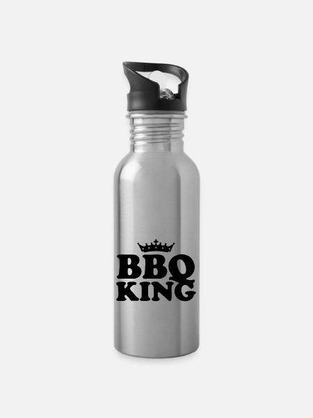 bbq king DE - Trinkflasche mit integriertem Trinkhalm - Lightsilver