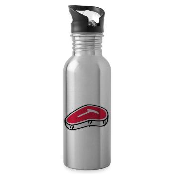 T-Bone Steak - Trinkflasche mit integriertem Trinkhalm - Lightsilver - Rechts