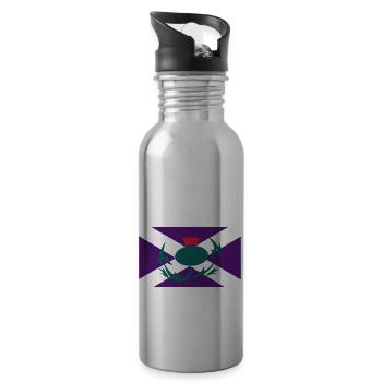 Scottish Flag Thistle - Water bottle with straw - silver - Right
