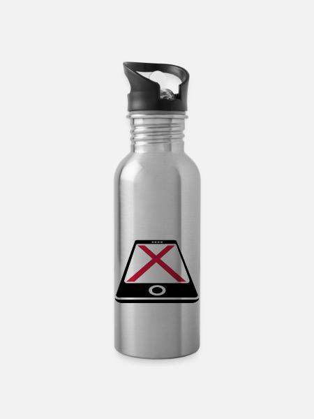 No Smartphone - Trinkflasche mit integriertem Trinkhalm - Lightsilver
