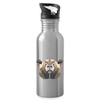 brown bear - Water bottle with straw - silver - Right
