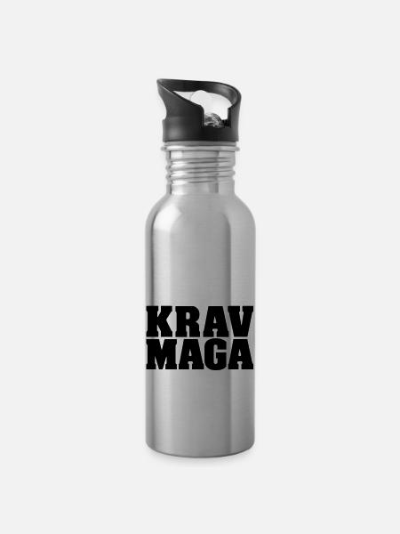 KRAV MAGA - Water bottle with straw - silver