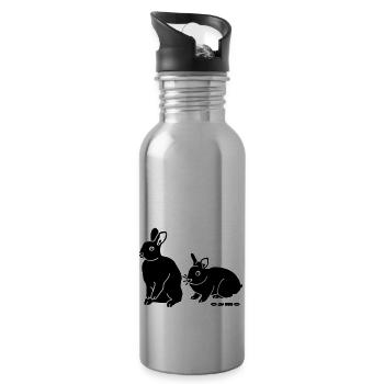 kaninchen - Trinkflasche mit integriertem Trinkhalm - Lightsilver - Rechts
