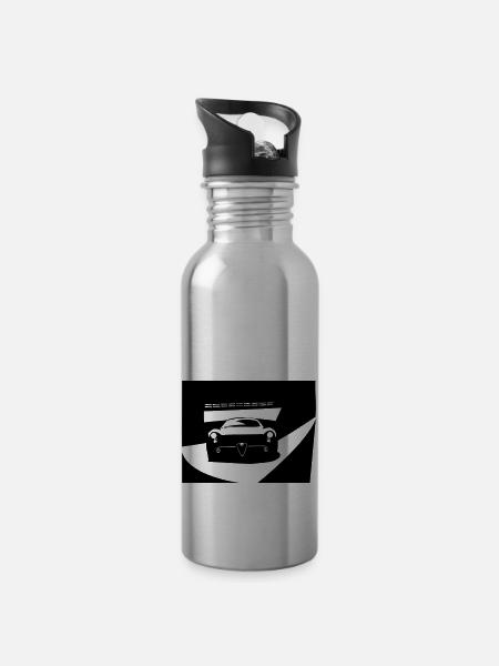Alfa Car - Trinkflasche mit integriertem Trinkhalm - Lightsilver