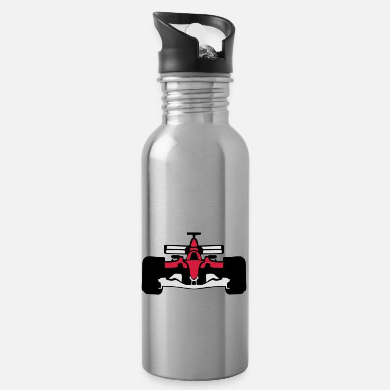 Formel-1-Rennwagen in 1072 - Trinkflasche mit integriertem Trinkhalm - Lightsilver