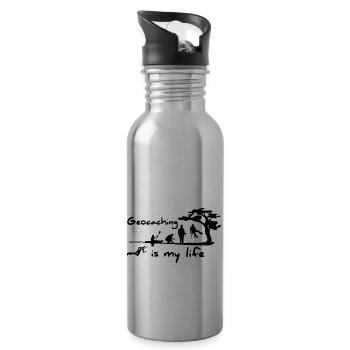 1016_geocaching_is_my_life - Trinkflasche mit integriertem Trinkhalm - Lightsilver - Rechts