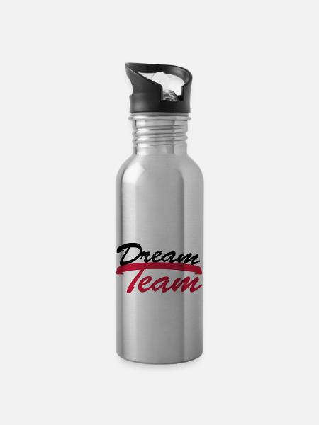 Logo de l'équipe de rêve texte logo design couple - Gourde avec paille intégrée - argent clair