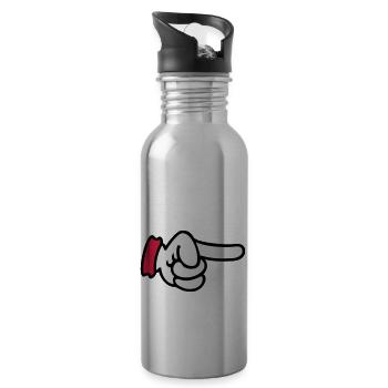 pointing finger / Zeigefinger (3c) - Water bottle with straw - silver - Right