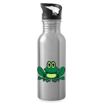 Sweet funny frog - Water bottle with straw - silver - Right