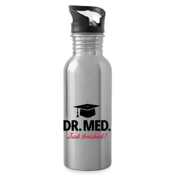 Dr. med. - Doktorhut - Trinkflasche mit integriertem Trinkhalm - Lightsilver - Rechts