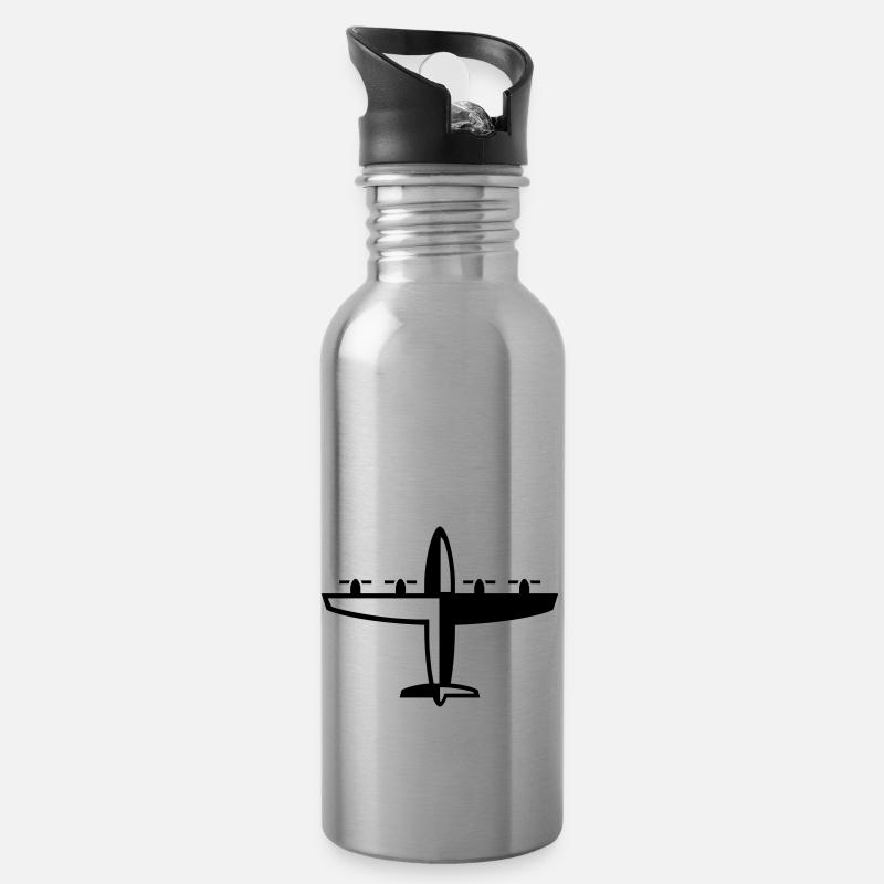 avion - Gourde avec paille intégrée - argent clair