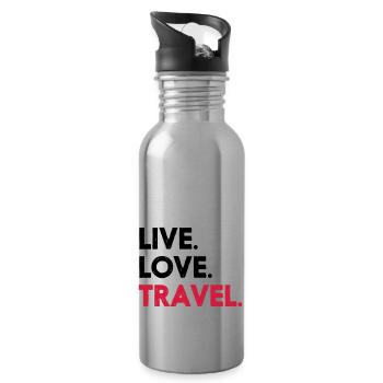 LIVE. LOVE. TRAVEL. - Trinkflasche mit integriertem Trinkhalm - Lightsilver - Rechts