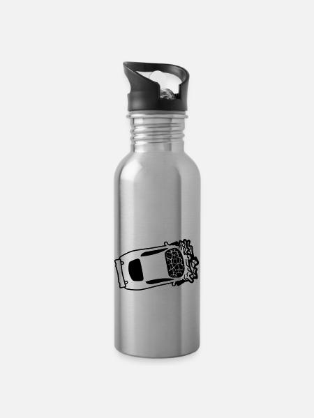 accident crash total damage crushed dents broken s - Water bottle with straw - silver