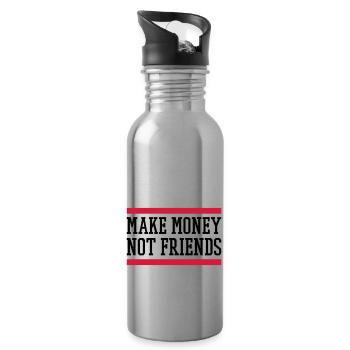 Make Money Not Friends - Trinkflasche mit integriertem Trinkhalm - Lightsilver - Rechts