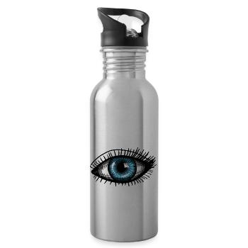 blue eye - Water bottle with straw - silver - Right