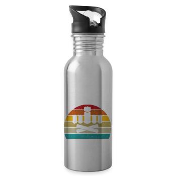 Kubb retro sunset kubb yard game player - Water bottle with straw - silver - Right