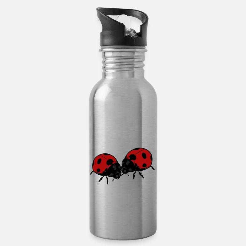 Coccinelle Ladybug Lady Bug - Gourde avec paille intégrée - argent clair