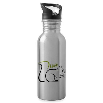 Eichhörnchen - Trinkflasche mit integriertem Trinkhalm - Lightsilver - Rechts